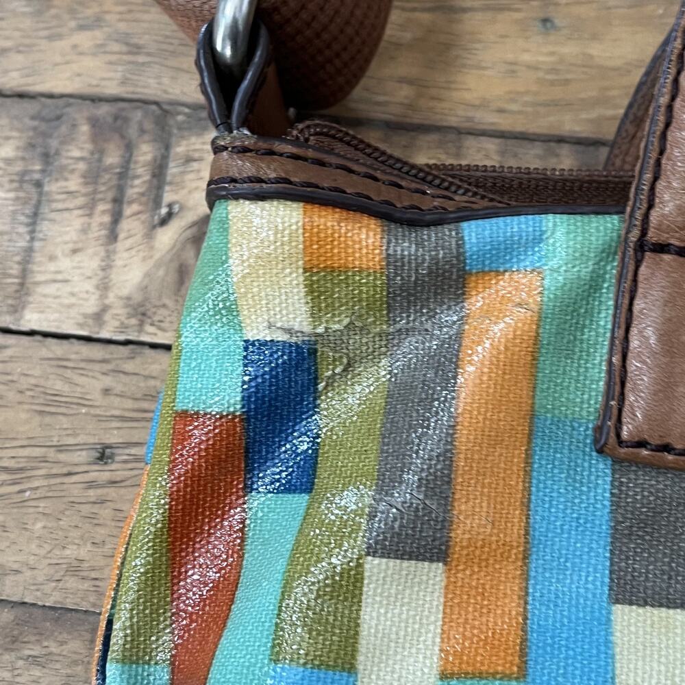 Fossil Key-Per HandBag Crossbody 10.5 in Tall Multi-Colored Geometric Colorblock - Picture 5 of 16